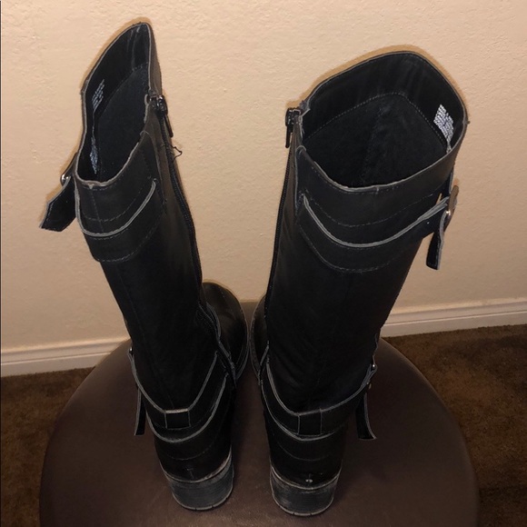 Kohls Shoes Womens Black Leather Riding Boot Mid Calf Poshmark